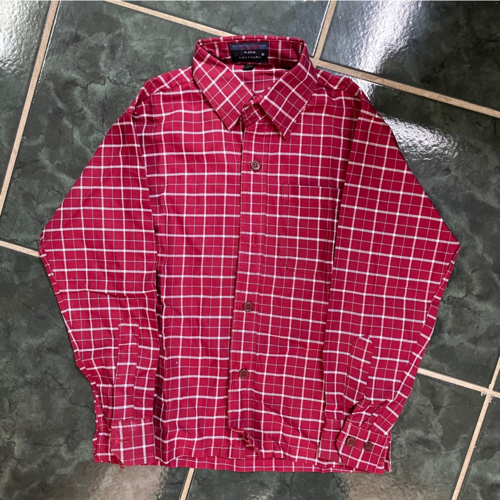 Jeff Southern Mens Wear Red Stripes Men Shirt Mens Size Small 37/38 Button Down